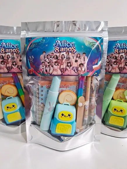 Kit Papelaria Fofa Saquinho com 6 Itens Caverna Encantada