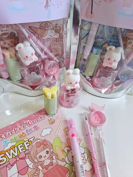 Kit Papelaria Fofa Saquinho com 6 Itens Fadas