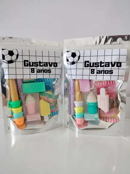 Kit Papelaria Fofa Saquinho com 6 Itens Futebol