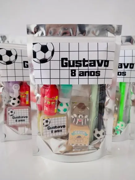 Kit Papelaria Fofa Saquinho com 6 Itens Futebol