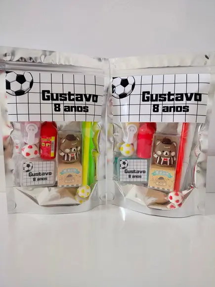 Kit Papelaria Fofa Saquinho com 6 Itens Futebol