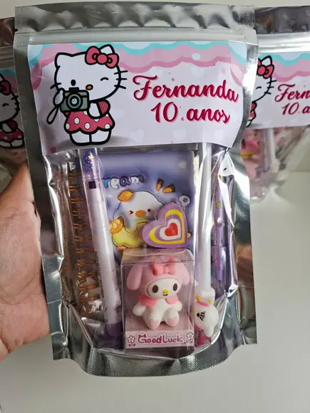 Kit Papelaria Fofa Saquinho com 6 Itens Hello Kitty
