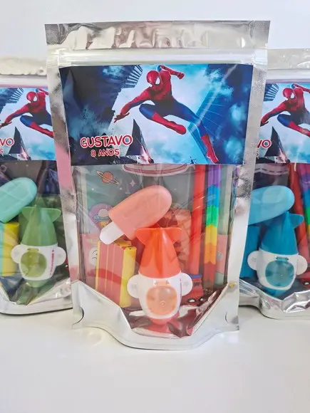 Kit Papelaria Fofa Saquinho com 6 Itens Homem Aranha