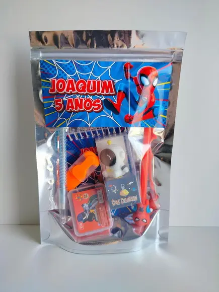 Kit Papelaria Fofa Saquinho com 6 Itens Homem Aranha