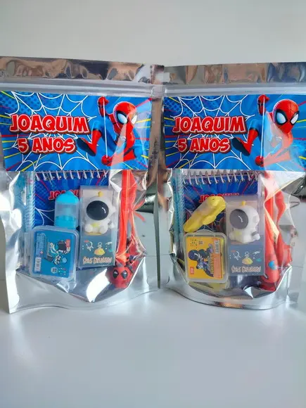 Kit Papelaria Fofa Saquinho com 6 Itens Homem Aranha
