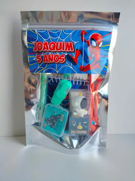 Kit Papelaria Fofa Saquinho com 6 Itens Homem Aranha