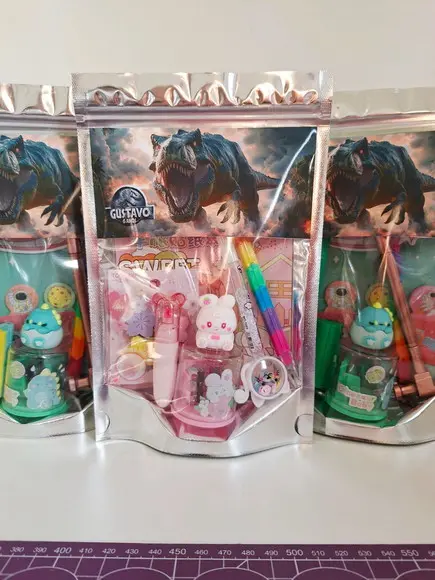 Kit Papelaria Fofa Saquinho com 6 Itens Jurassic