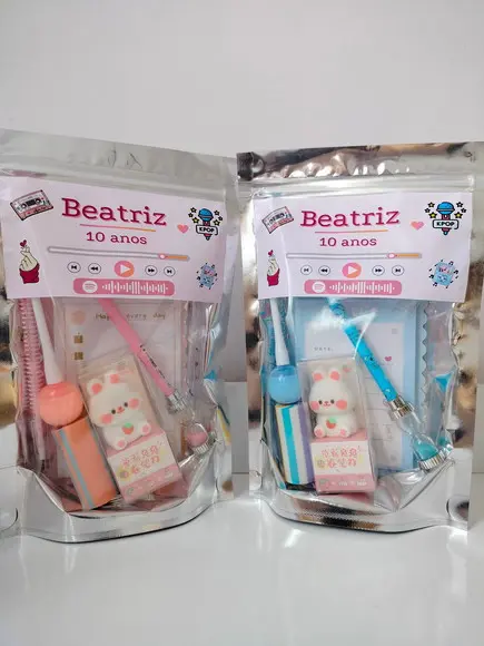 Kit Papelaria Fofa Saquinho com 6 Itens K-pop