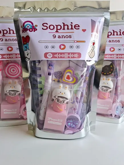 Kit Papelaria Fofa Saquinho com 6 Itens Kpop