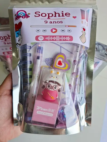 Kit Papelaria Fofa Saquinho com 6 Itens Kpop