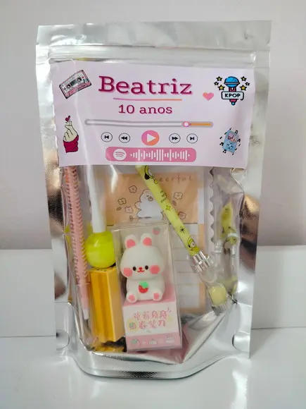 Kit Papelaria Fofa Saquinho com 6 Itens K-pop