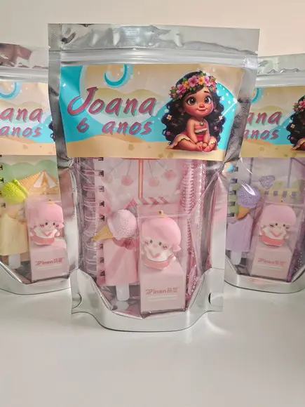 Kit Papelaria Fofa Saquinho com 6 Itens Moana