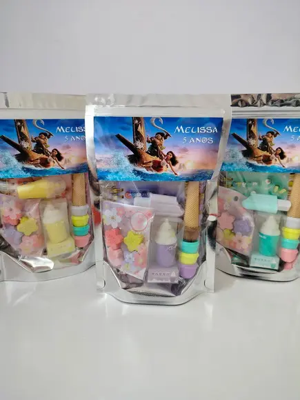 Kit Papelaria Fofa Saquinho com 6 Itens Moana