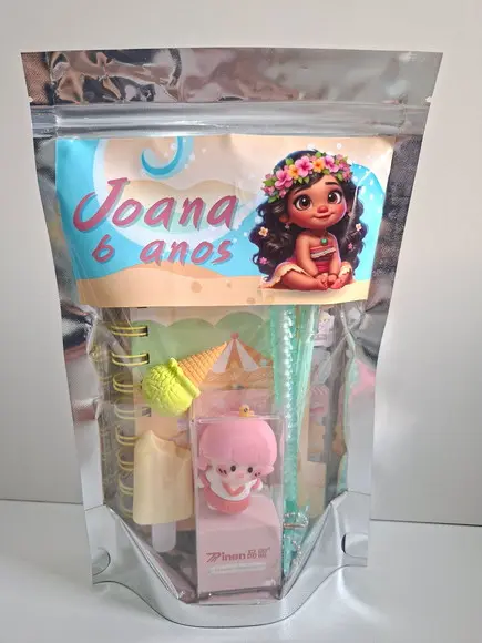 Kit Papelaria Fofa Saquinho com 6 Itens Moana