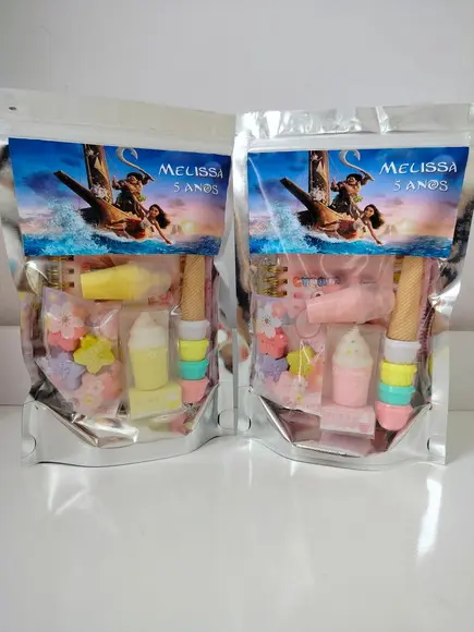 Kit Papelaria Fofa Saquinho com 6 Itens Moana