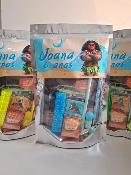 Kit Papelaria Fofa Saquinho com 6 Itens Moana