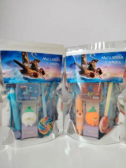 Kit Papelaria Fofa Saquinho com 6 Itens Moana