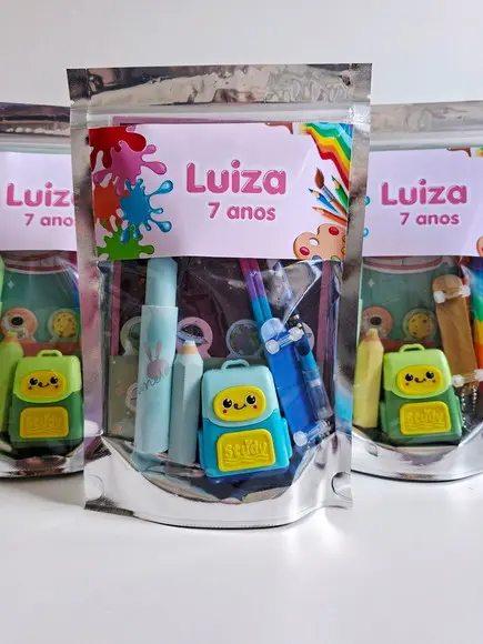 Kit Papelaria Fofa Saquinho com 6 Itens Pintando o 7