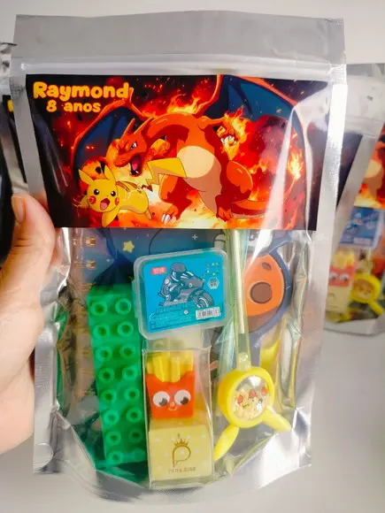 Kit Papelaria Fofa Saquinho com 6 Itens Pokémon