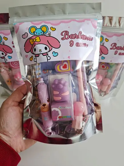 Kit Papelaria Fofa Saquinho com 6 Itens Sanrio