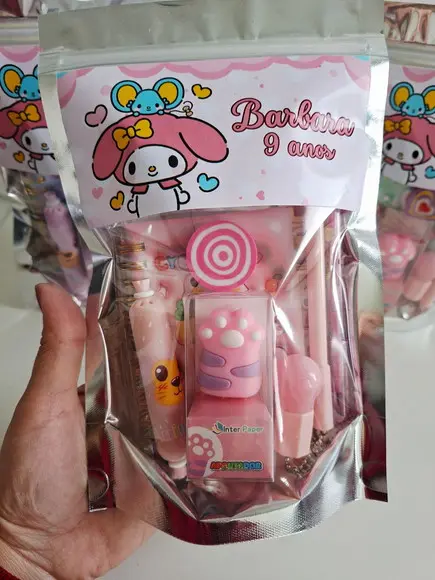 Kit Papelaria Fofa Saquinho com 6 Itens Sanrio