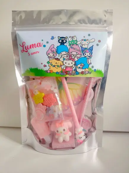 Kit Papelaria Fofa Saquinho com 6 Itens Sanrio