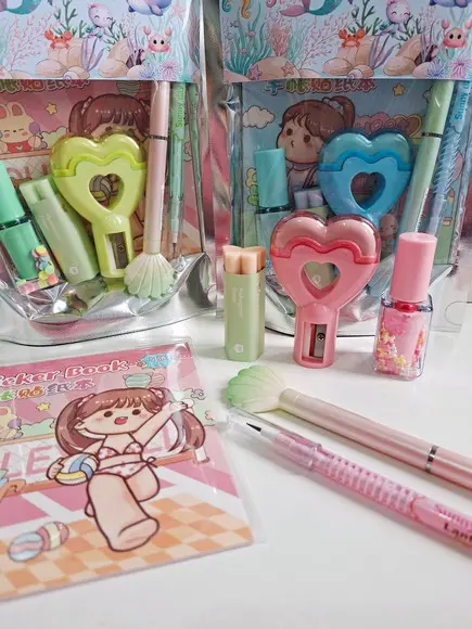 Kit Papelaria Fofa Saquinho com 6 Itens Sereia