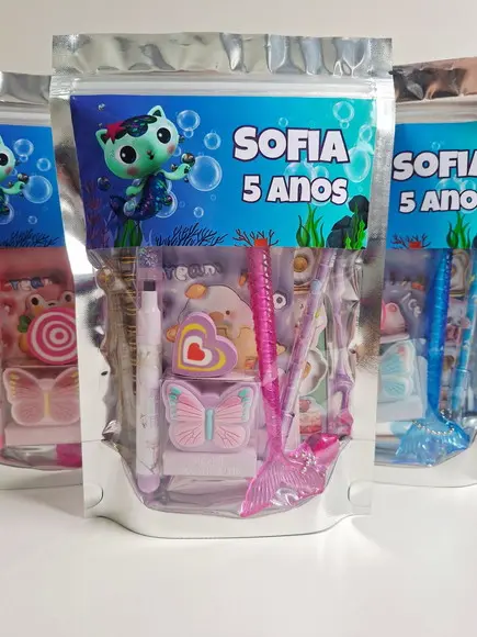 Kit Papelaria Fofa Saquinho com 6 Itens Sereiata