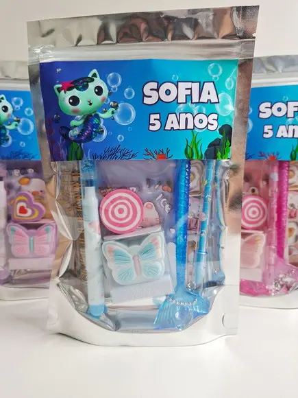 Kit Papelaria Fofa Saquinho com 6 Itens Sereiata