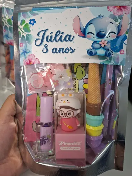 Kit Papelaria Fofa Saquinho com 6 Itens Stitch