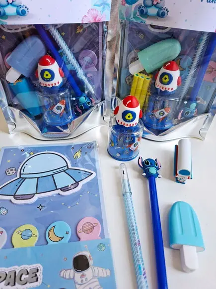 Kit Papelaria Fofa Saquinho com 6 Itens Stitch