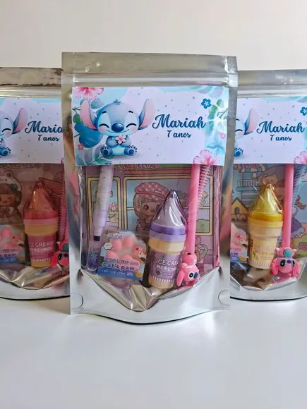 Kit Papelaria Fofa Saquinho com 6 Itens Stitch
