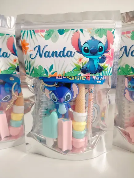 Kit Papelaria Fofa Saquinho com 6 Itens Stitch