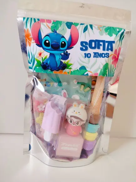 Kit Papelaria Fofa Saquinho com 6 Itens Stitch
