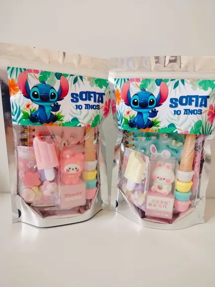 Kit Papelaria Fofa Saquinho com 6 Itens Stitch