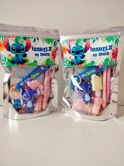 Kit Papelaria Fofa Saquinho com 6 Itens Stitch