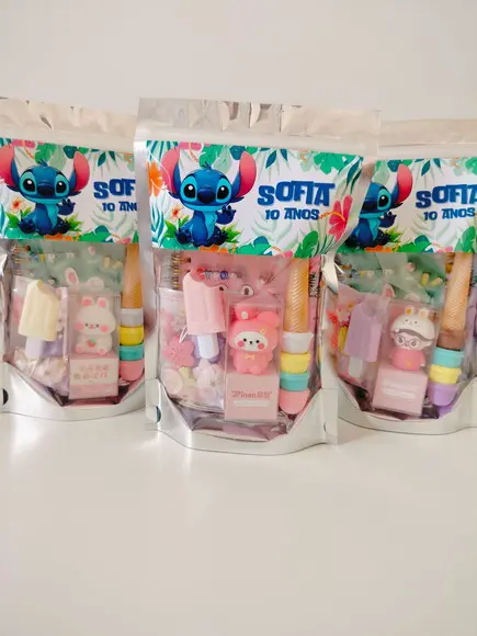 Kit Papelaria Fofa Saquinho com 6 Itens Stitch