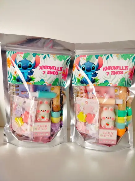 Kit Papelaria Fofa Saquinho com 6 Itens Stitch