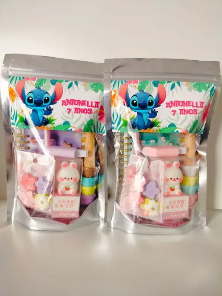 Kit Papelaria Fofa Saquinho com 6 Itens Stitch