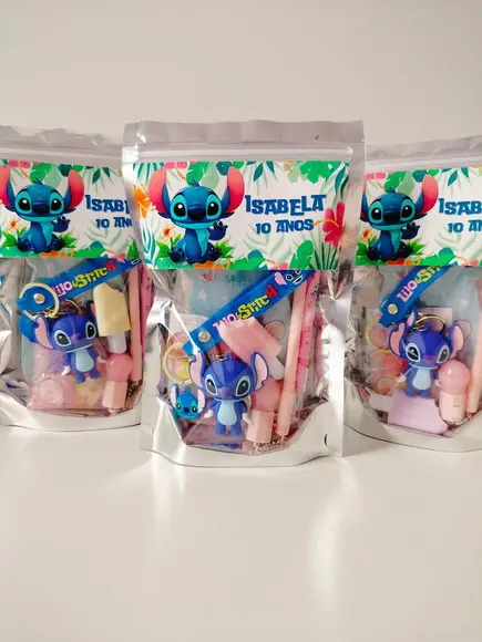 Kit Papelaria Fofa Saquinho com 6 Itens Stitch