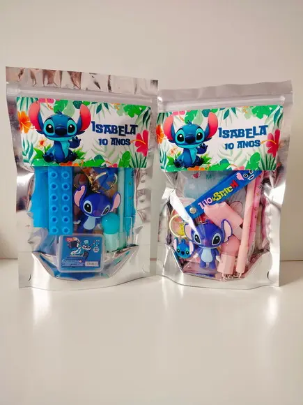 Kit Papelaria Fofa Saquinho com 6 Itens Stitch