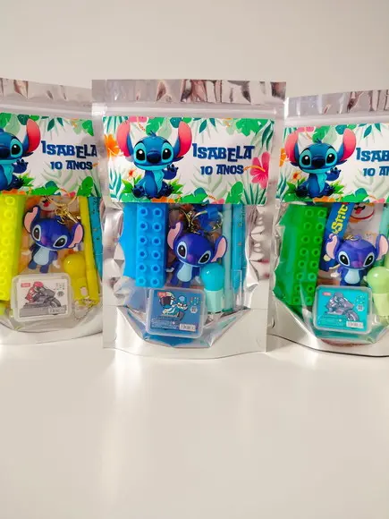 Kit Papelaria Fofa Saquinho com 6 Itens Stitch