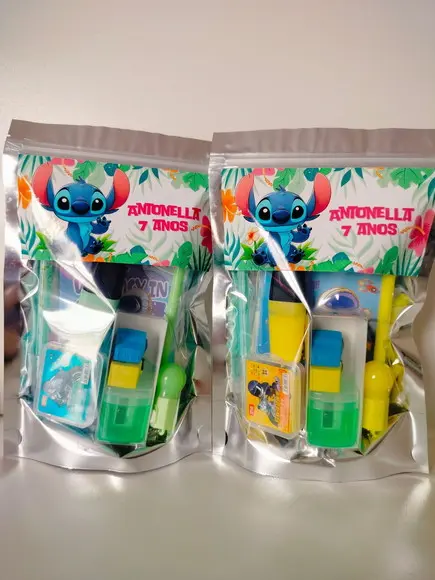 Kit Papelaria Fofa Saquinho com 6 Itens Stitch