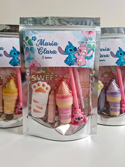 Kit Papelaria Fofa Saquinho com 6 Itens Stitch Angel
