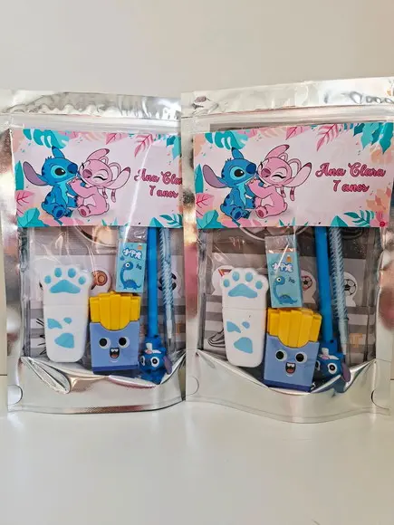 Kit Papelaria Fofa Saquinho com 6 Itens Stitch Angel