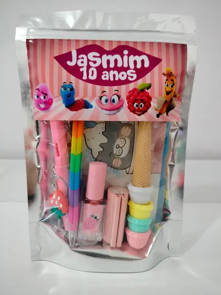 Kit Papelaria Fofa Saquinho Lembrancinha 6 Itens Carmed Fini
