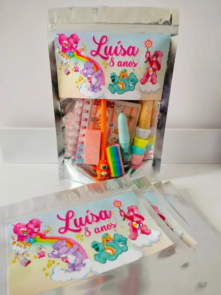 Kit Papelaria Fofa Saquinho Lembrancinha 6 Itens Ursinhos