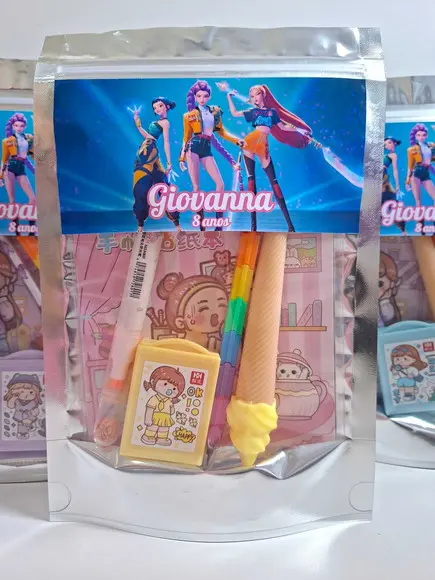 Kit Papelaria Fofa Saquinho Personalizado Guerreiras Kpop