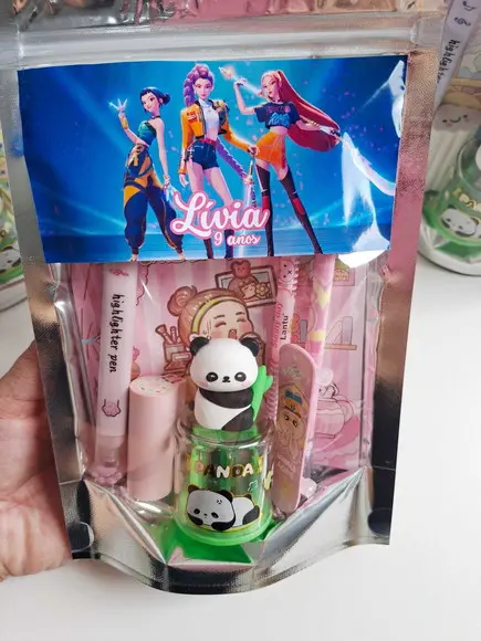 Kit Papelaria Fofa Saquinho Personalizado Guerreiras Kpop