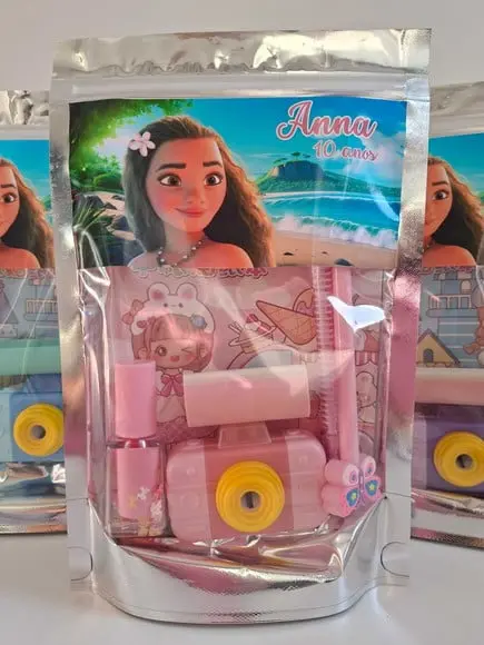 Kit Papelaria Fofa Saquinho Personalizado Moana